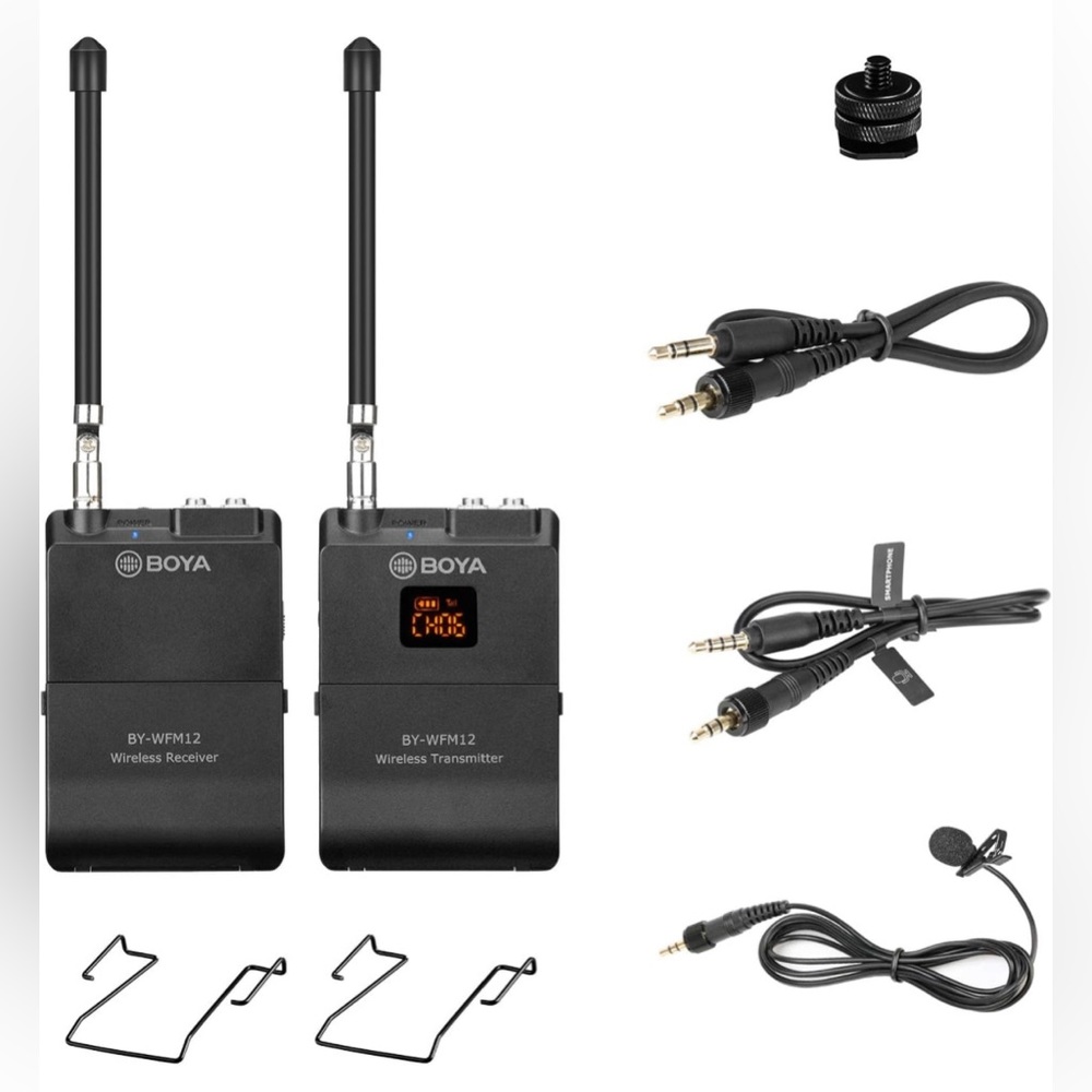 Boya BY-WFM12 12 Channel VHF Wireless Microphone System - Lav Mic DSLR Phone